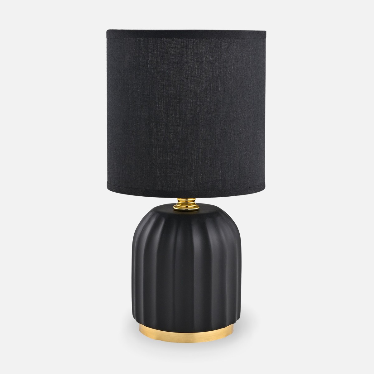 Czarna lampa stołowa z ryflowaną podstawą HS8723-BL z serii STOŁOWA