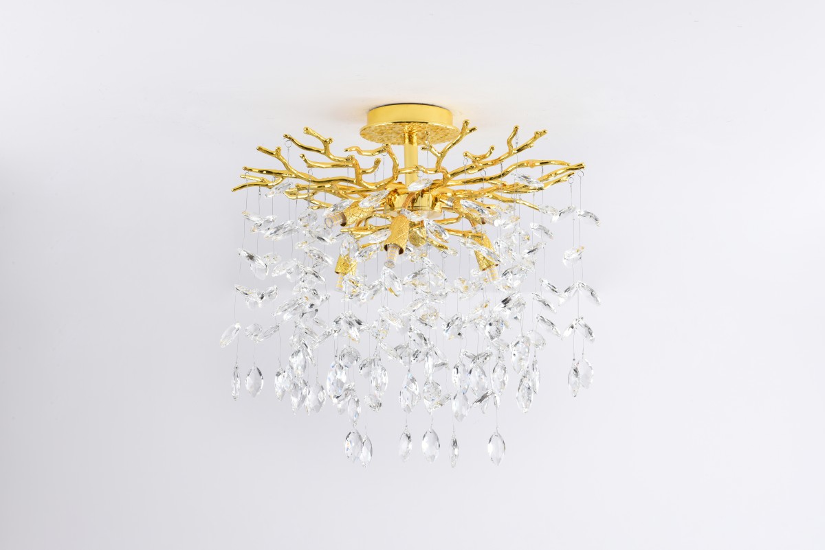 Złota lampa sufitowa z kryształkami MX4115-6B-EGN-II z serii CINDY
