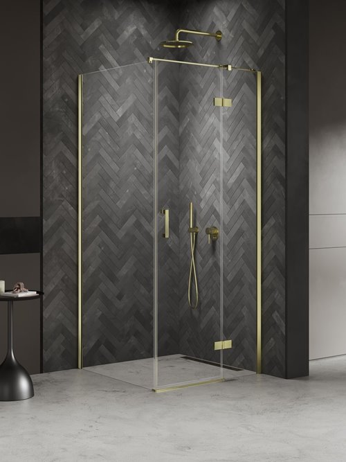 Kabina prysznicowa uchylna prawa kolor złoty 90x100 cm K-4529 New Trendy Nesta Light Gold