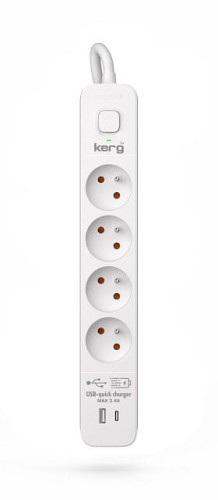 Listwa zasilająca KERG z wyłącznikiem-4 gniazda USBC+USBA 16A 1,5m M02592
