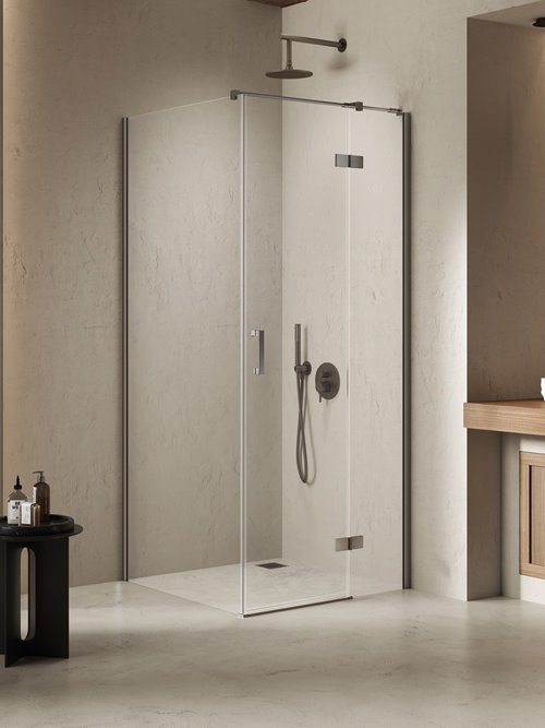 Kabina prysznicowa uchylna prawa kolor stal szczotkowana 120x90 cm K-4752 New Trendy Nesta Gunmetal Brushed