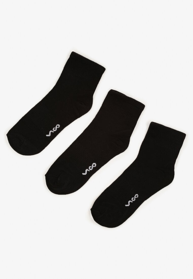 Czarne Bawełniane Skarpety za Kostkę 3 Pack Foliane