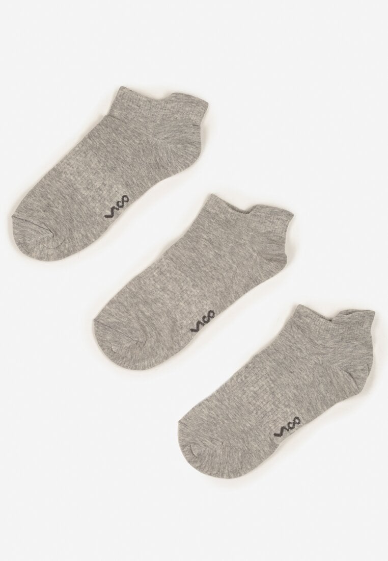 Jasnoszare Bawełniane Skarpety 3 Pack z Napisami Folindria