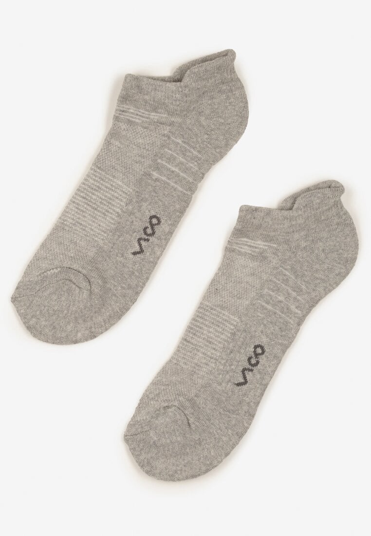 Jasnoszare Bawełniane Skarpety Stopki z Napisem Maralira