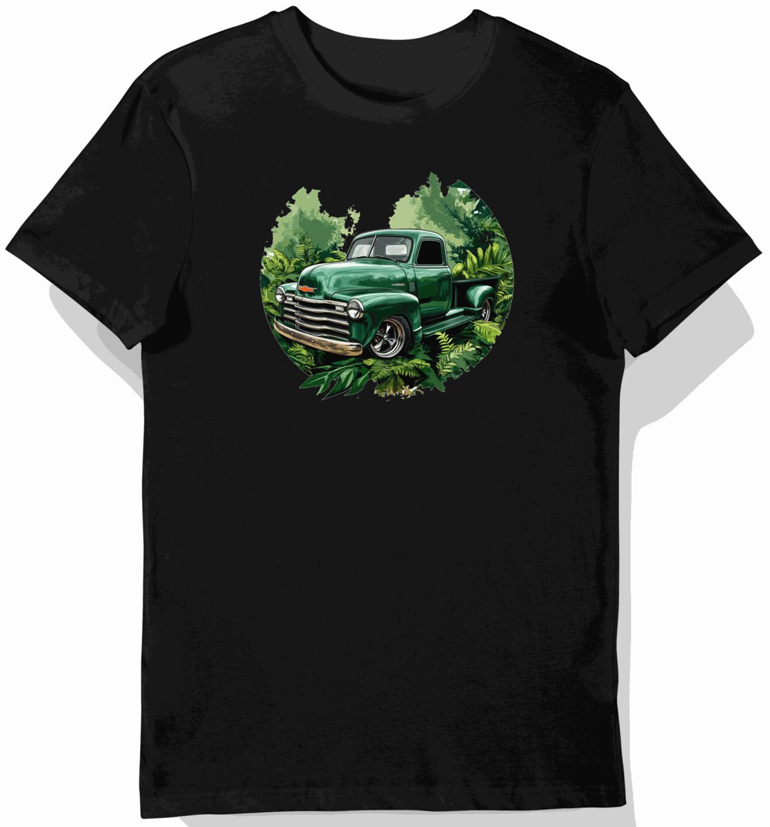Koszulka męska czarna z Motywem Klasycznego Auta Chevy XL