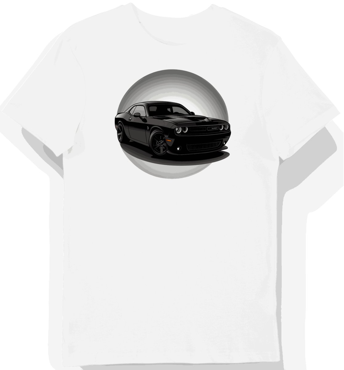 Koszulka męska biała z motywem sportowego samochodu w cieniu XL