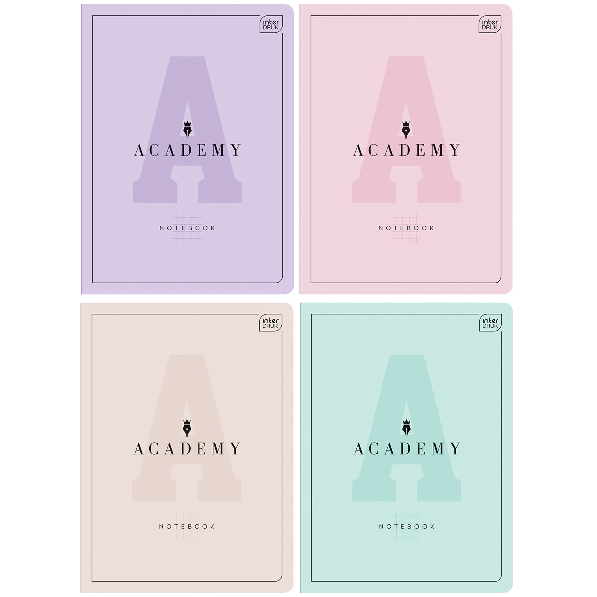 4X ZESZYT A5, 60 KARTEK, KRATKA Z MARGINESEM, INTERDRUK ACADEMY
