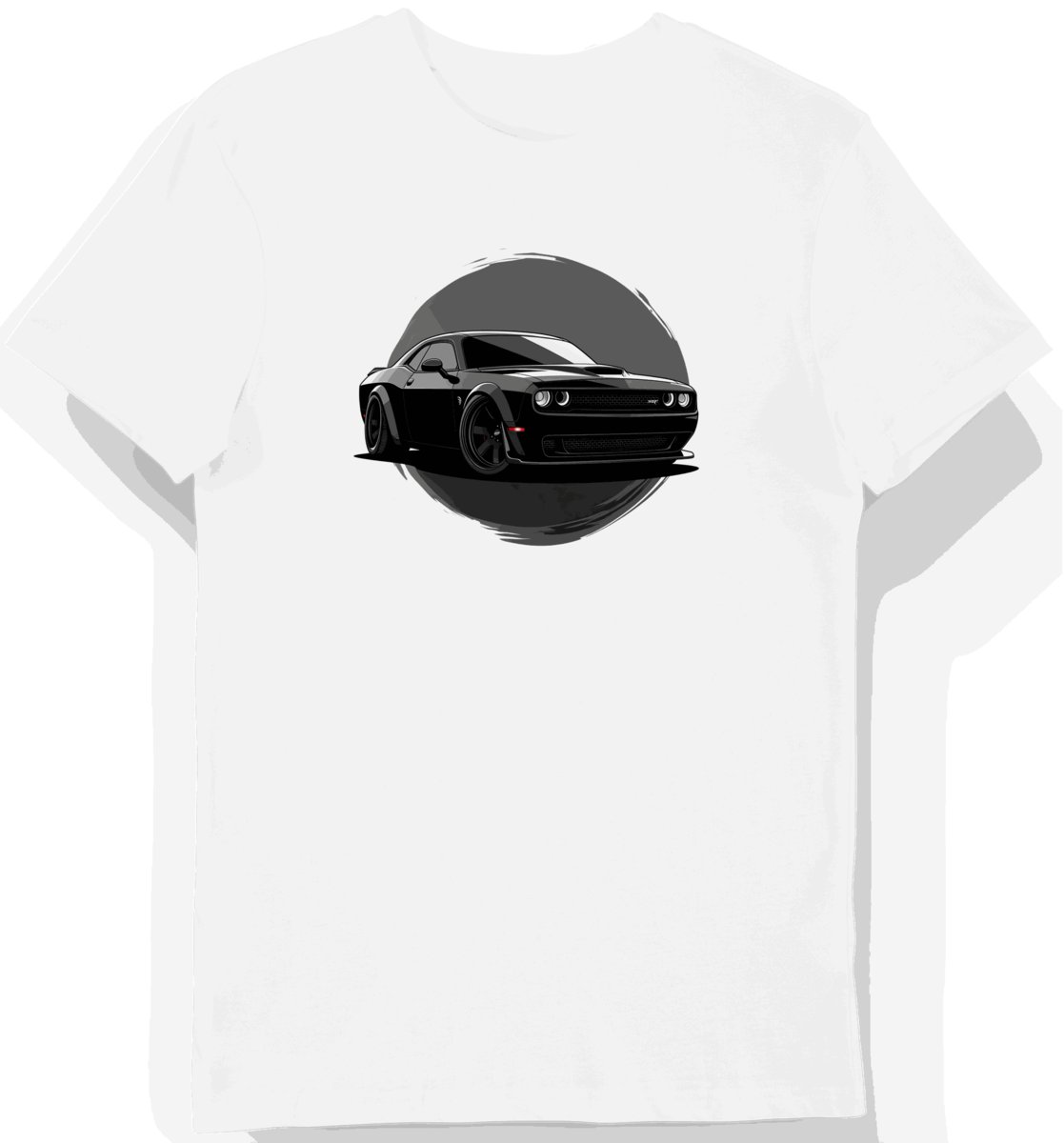 Koszulka męska biała z Motywem Sportowego Samochodu w Cieniu S