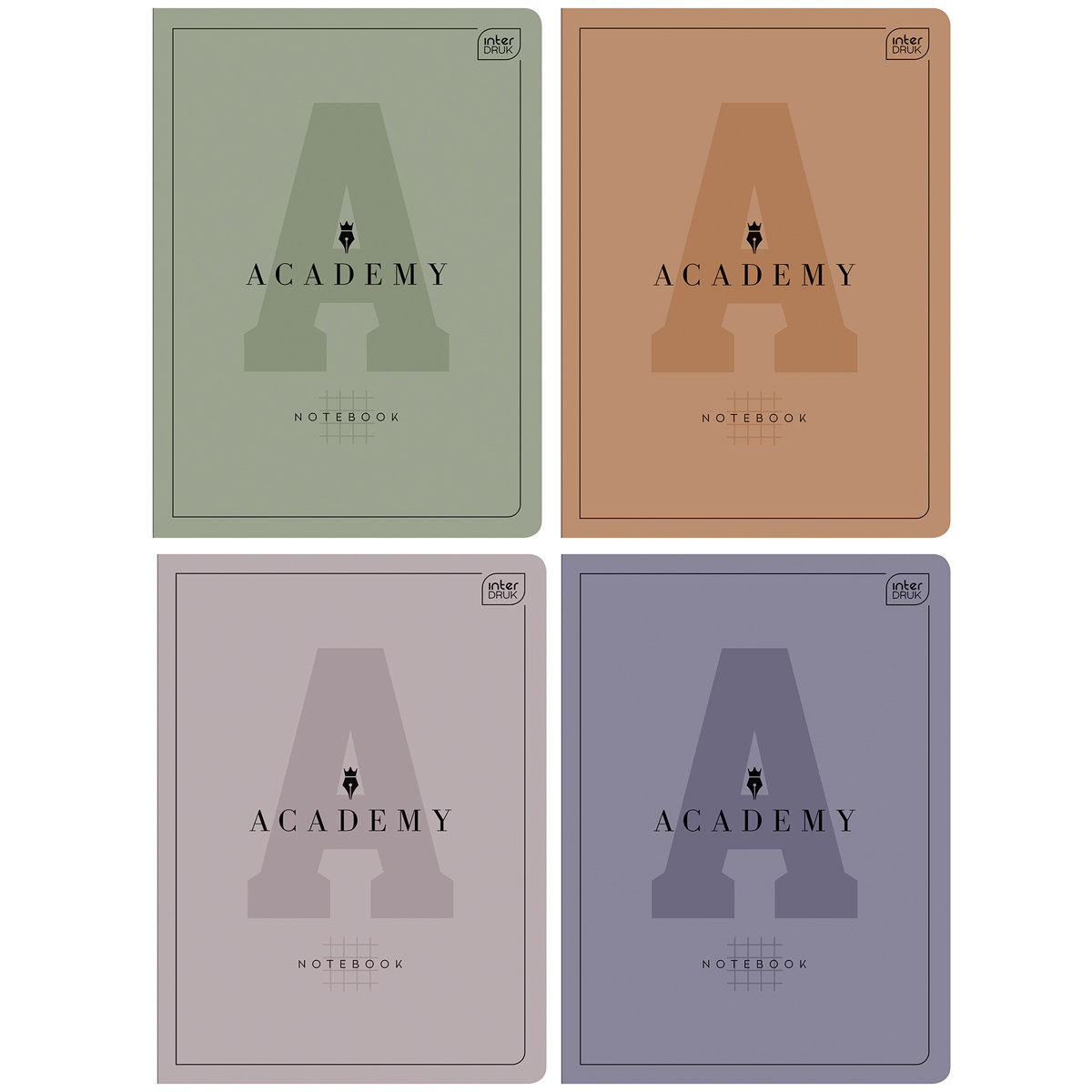 4X ZESZYT A5, 60 KARTEK, LINIA Z MARGINESEM, INTERDRUK ACADEMY