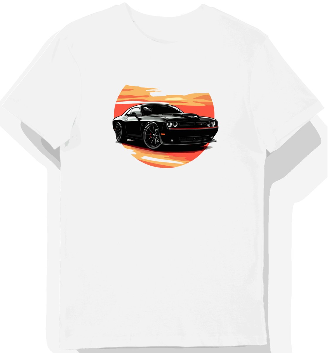 Koszulka męska biała z grafiką sportowego auta w cieniu S