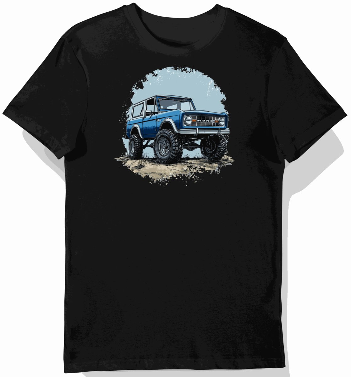 Koszulka męska czarna z motywem eleganckiego SUV-a Ford Bronco L