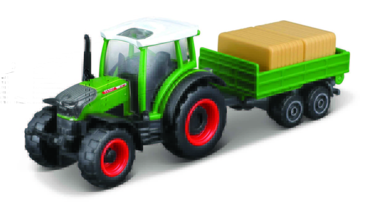 MAISTO TRAKTOR FENDT 209 VARIO ZIELONY + PRZYCZEPA Z SIANEM 15cm 15590