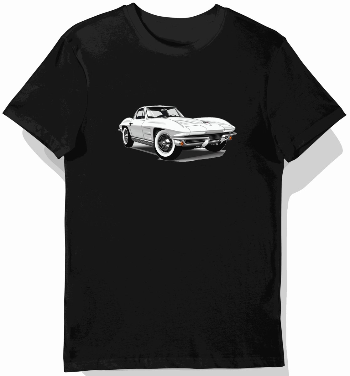 Koszulka męska czarna z Klasycznym Motywem Corvetty 1963 S