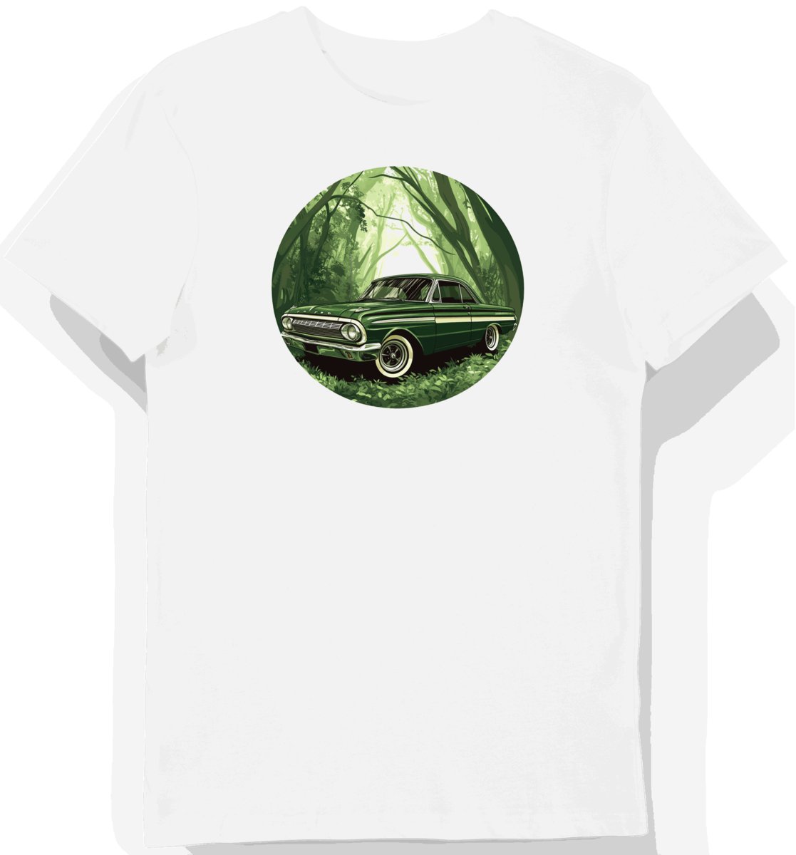 Koszulka męska biała z klasycznym Fordem Falcon z 1964 M