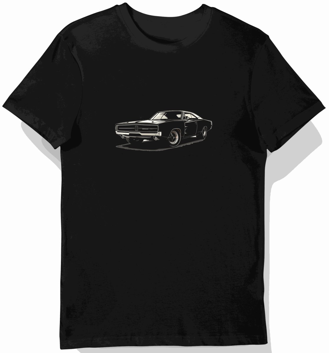 Koszulka męska czarna Klasyczny Styl Samochodu w Cieniu XL