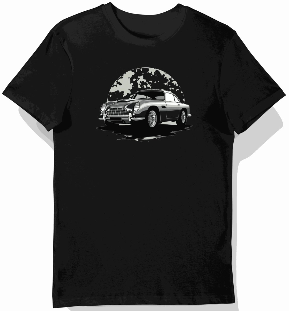 Koszulka męska czarna z Klasycznym Samochodem w Cieniu M