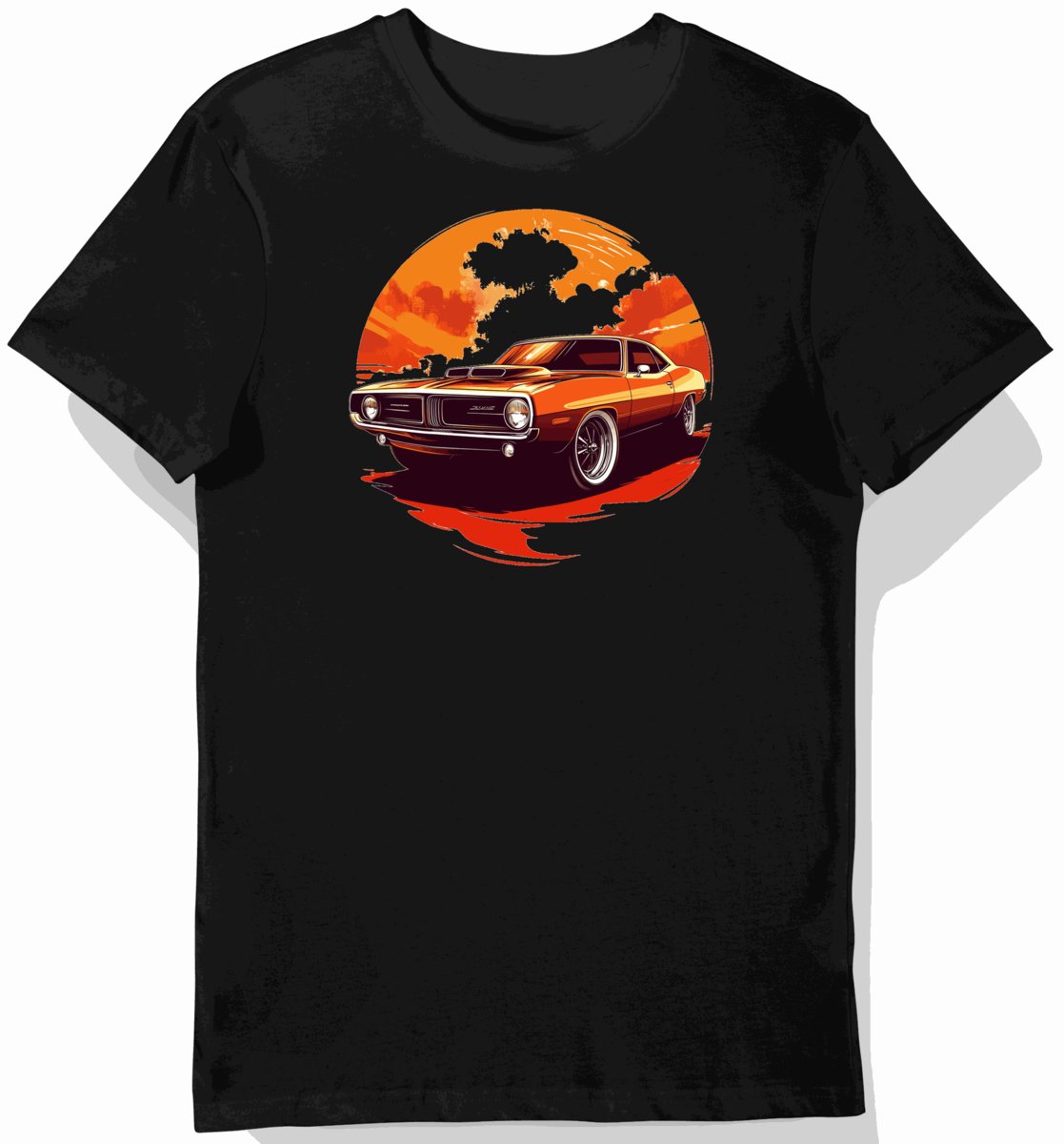 Koszulka męska czarna z Klasycznym Samochodem Plymouth Barracuda 1968 L