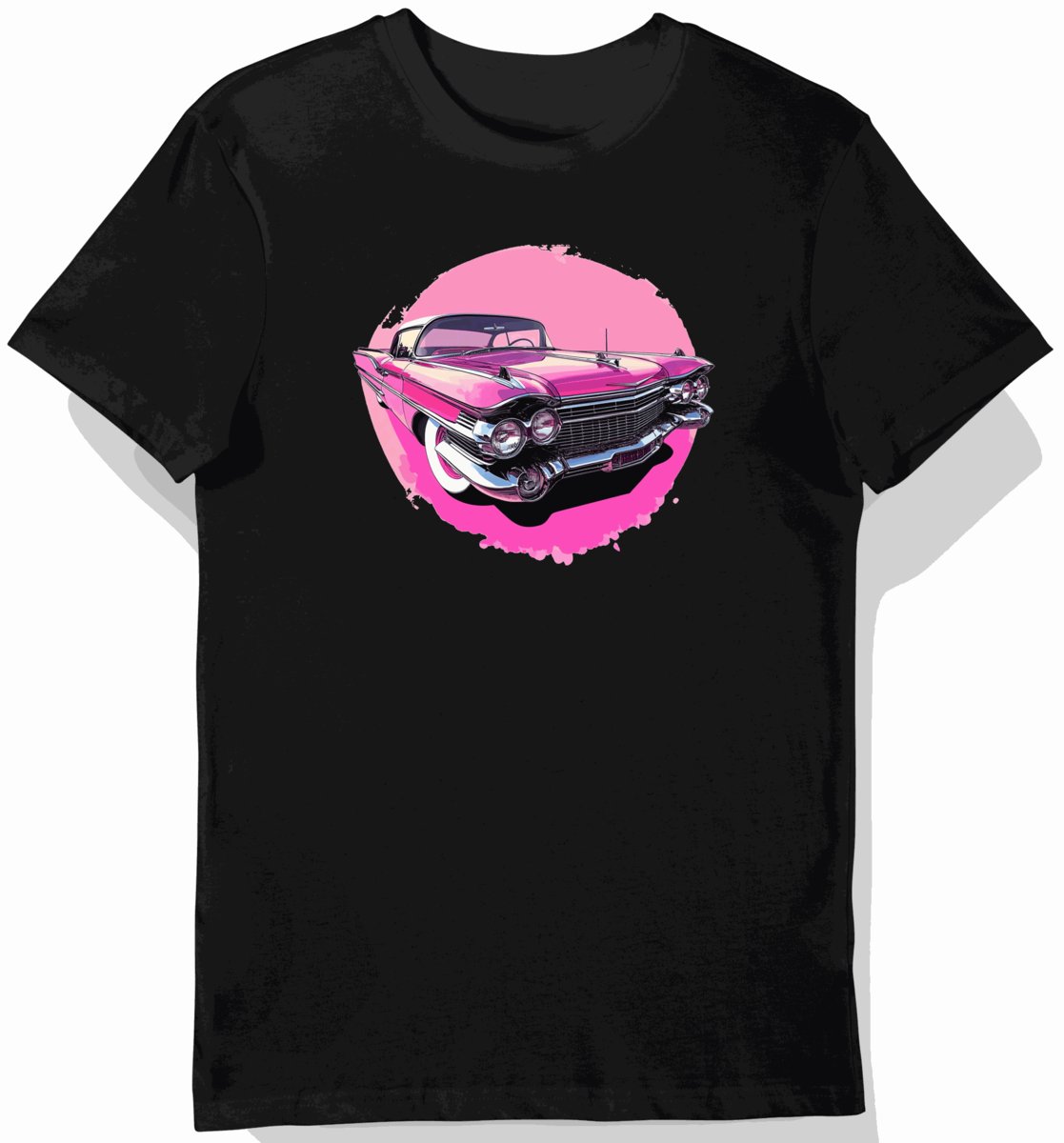 Koszulka męska czarna z Eleganckim Motywem Klasycznego Cadillac'a XL
