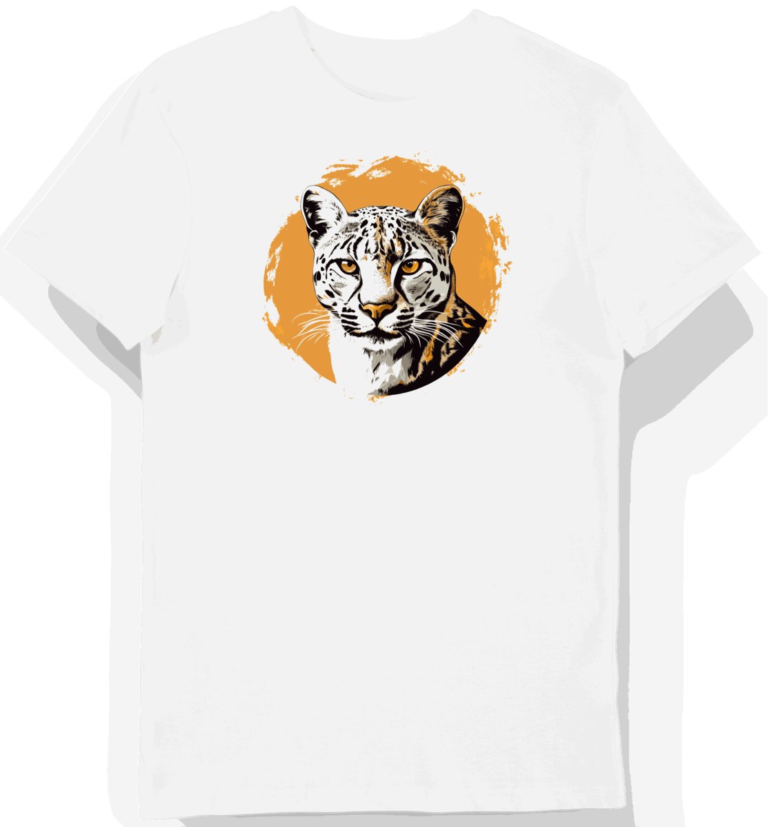 Koszulka męska biała z motywem eleganckiego kota w kremowym futrze S