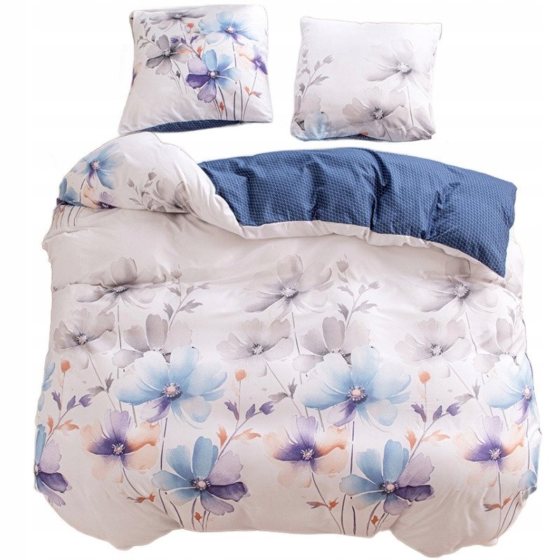 Pościel 200x220 bawełna satynowa dwustronna GierekHoff 3 części kwiaty