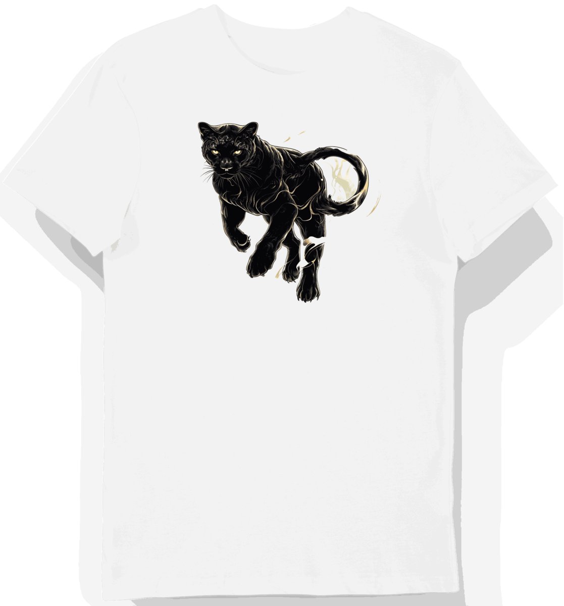 Koszulka męska biała z motywem eleganckiego kota w kremowym kolorze XXL