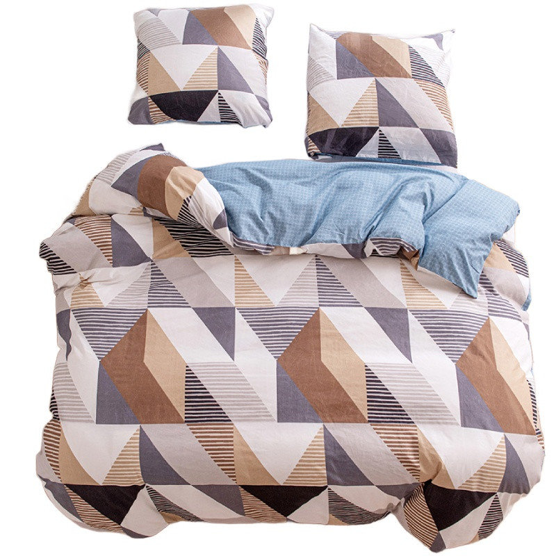 Pościel 140x200 bawełna satynowa dwustronna GierekHoff 2 części trójkaty