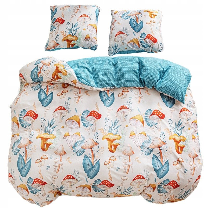 Pościel 140x200 bawełna satynowa dwustronna GierekHoff 2 el grzyby