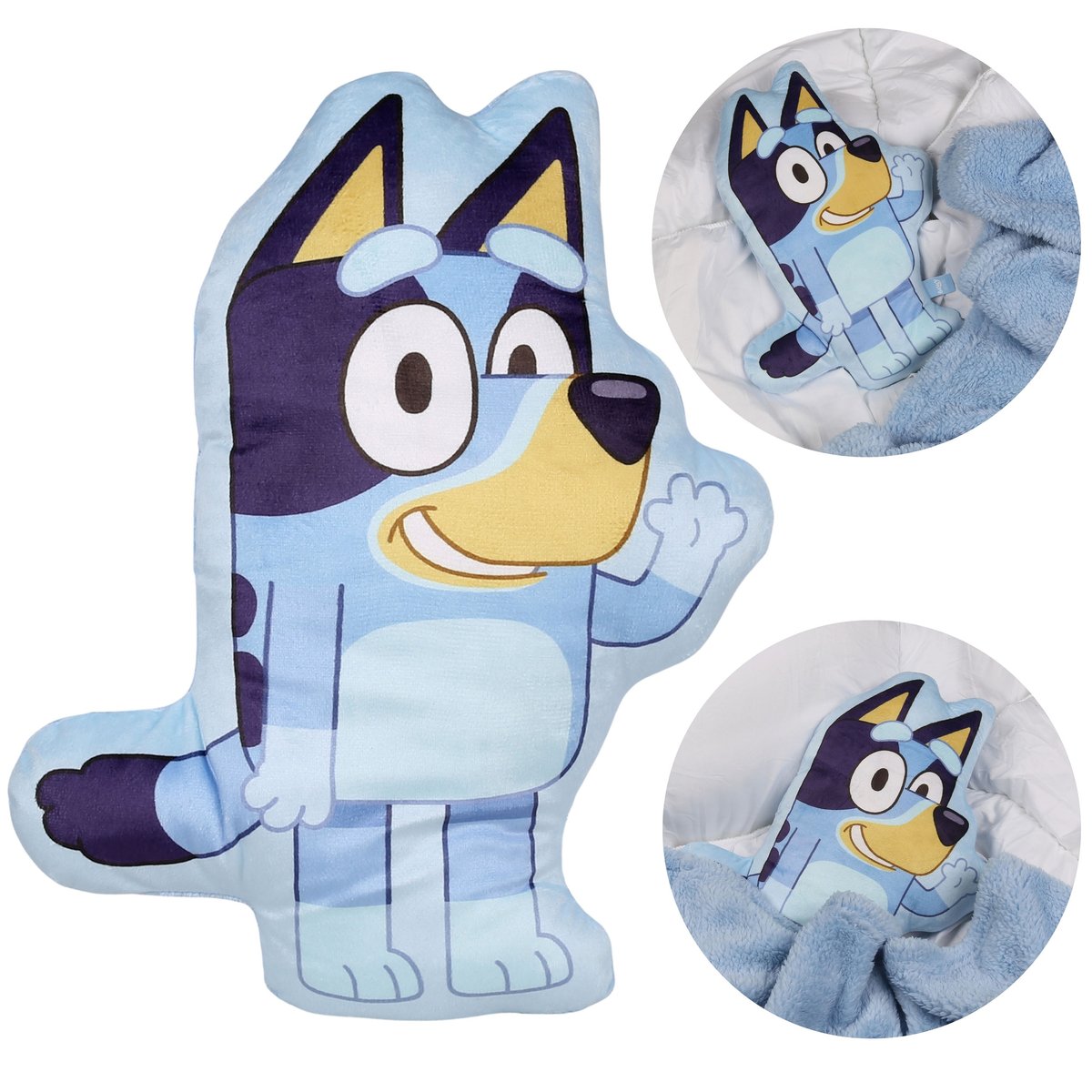 Bluey MIĘKKA Poduszka dekoracyjna, ozdobna, WELUROWA kształtka do pokoju dziecka 33x26cm OEKO-TEX