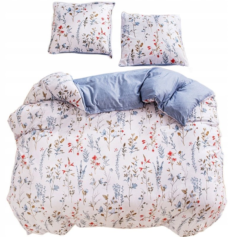 Pościel 140x200 bawełna satynowa dwustronna GierekHoff 2 el drobne kwiatki