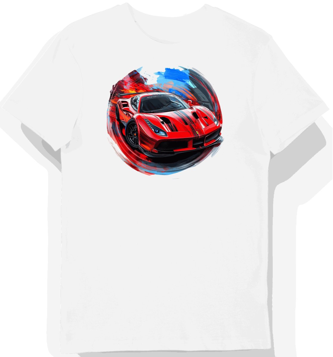 Koszulka męska biała z dynamicznym motywem wyścigowym Ferrari 488 GT3 S