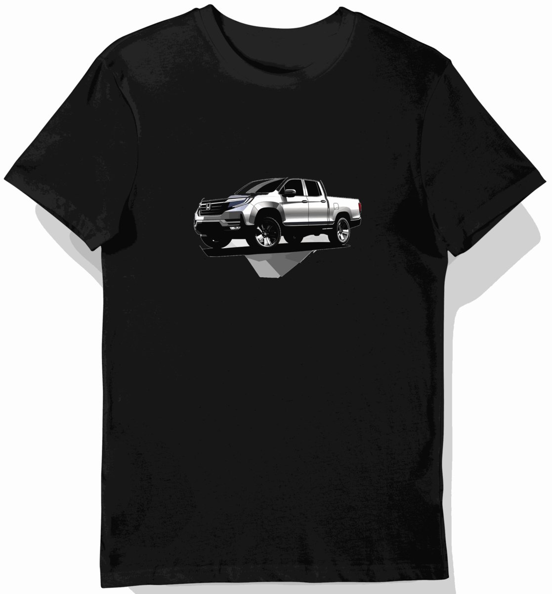 Koszulka męska czarna z artystycznym motywem eleganckiej ciężarówki M