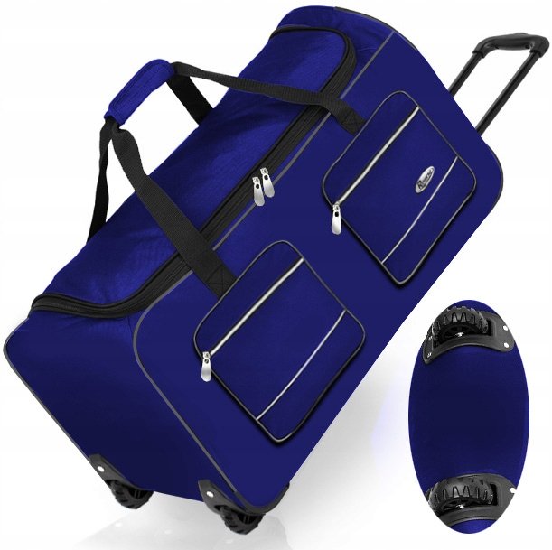 DUŻA TORBA PODRÓŻNA na KOŁACH WALIZKA BAGAŻ GRANATOWA 150L