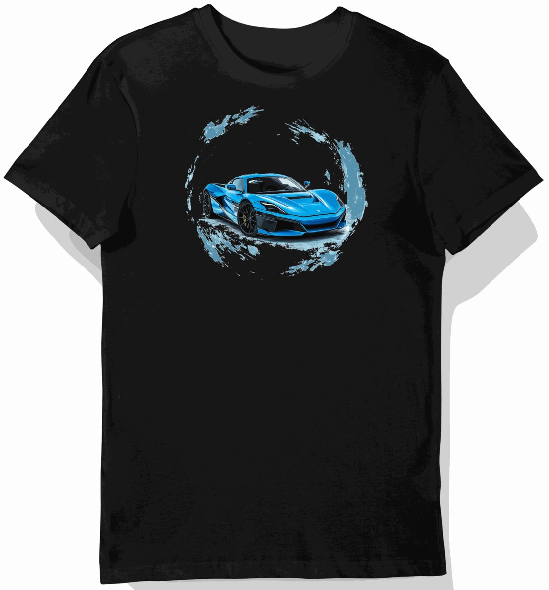 Koszulka męska czarna z dynamicznym designem sportowego samochodu S