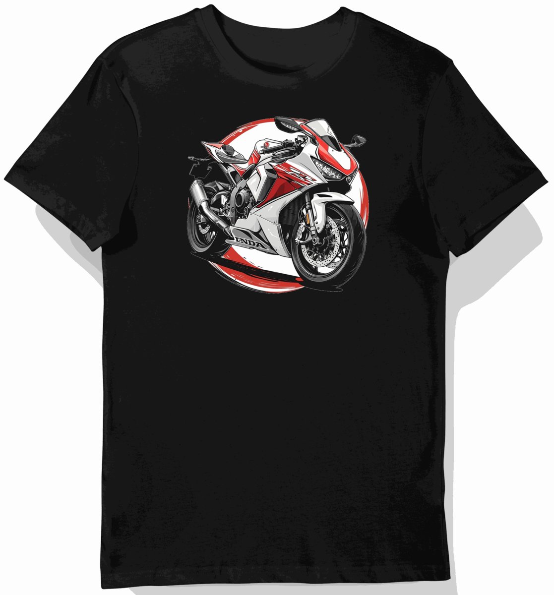 Koszulka męska czarna z dynamicznym motywem motocykla Honda L