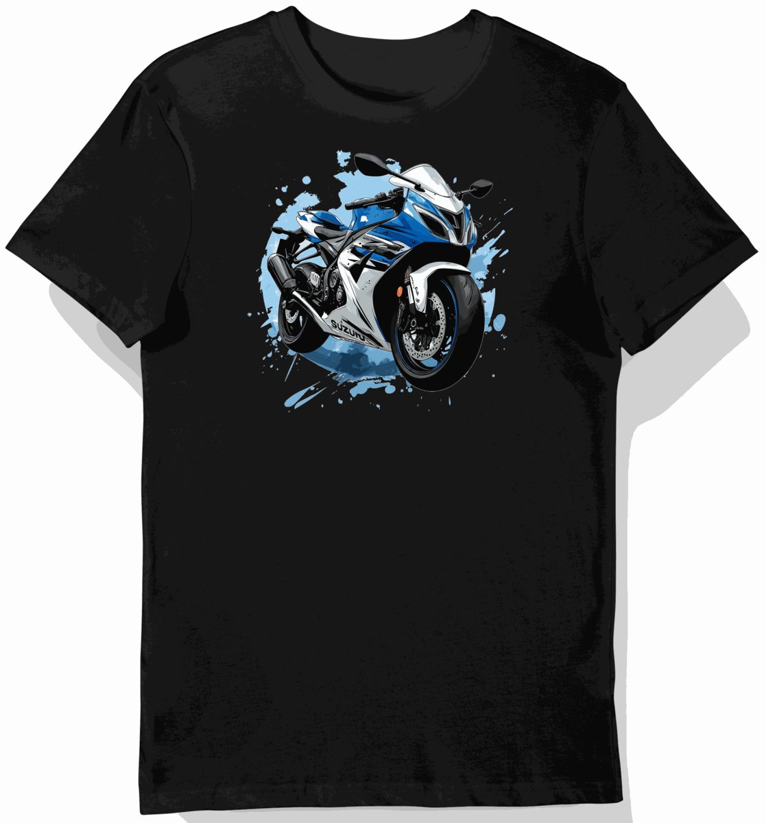 Koszulka męska czarna z dynamicznym motocyklem sportowym 3XL