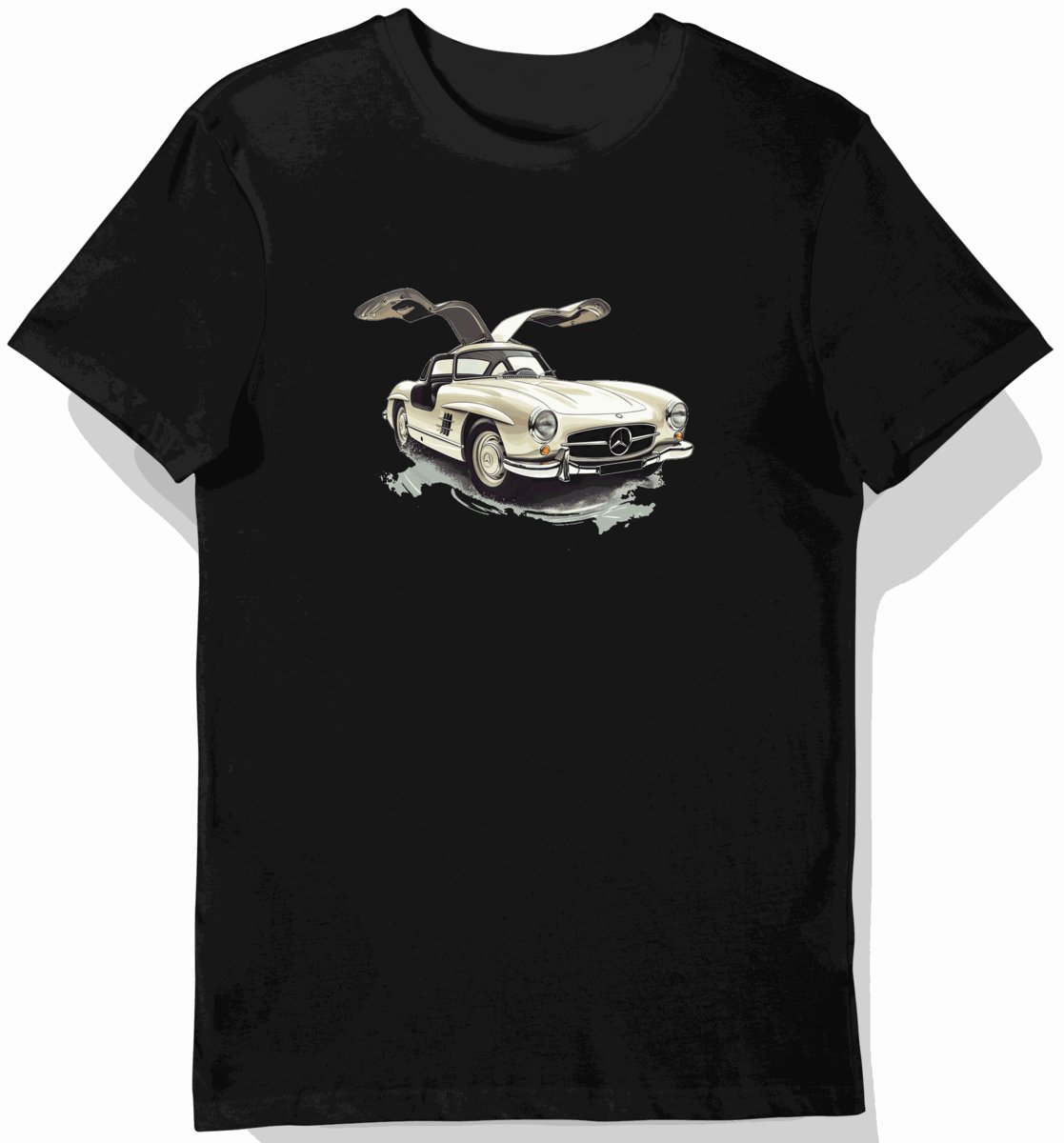 Koszulka męska czarna z Motywem Klasycznego Mercedesa 300SL S