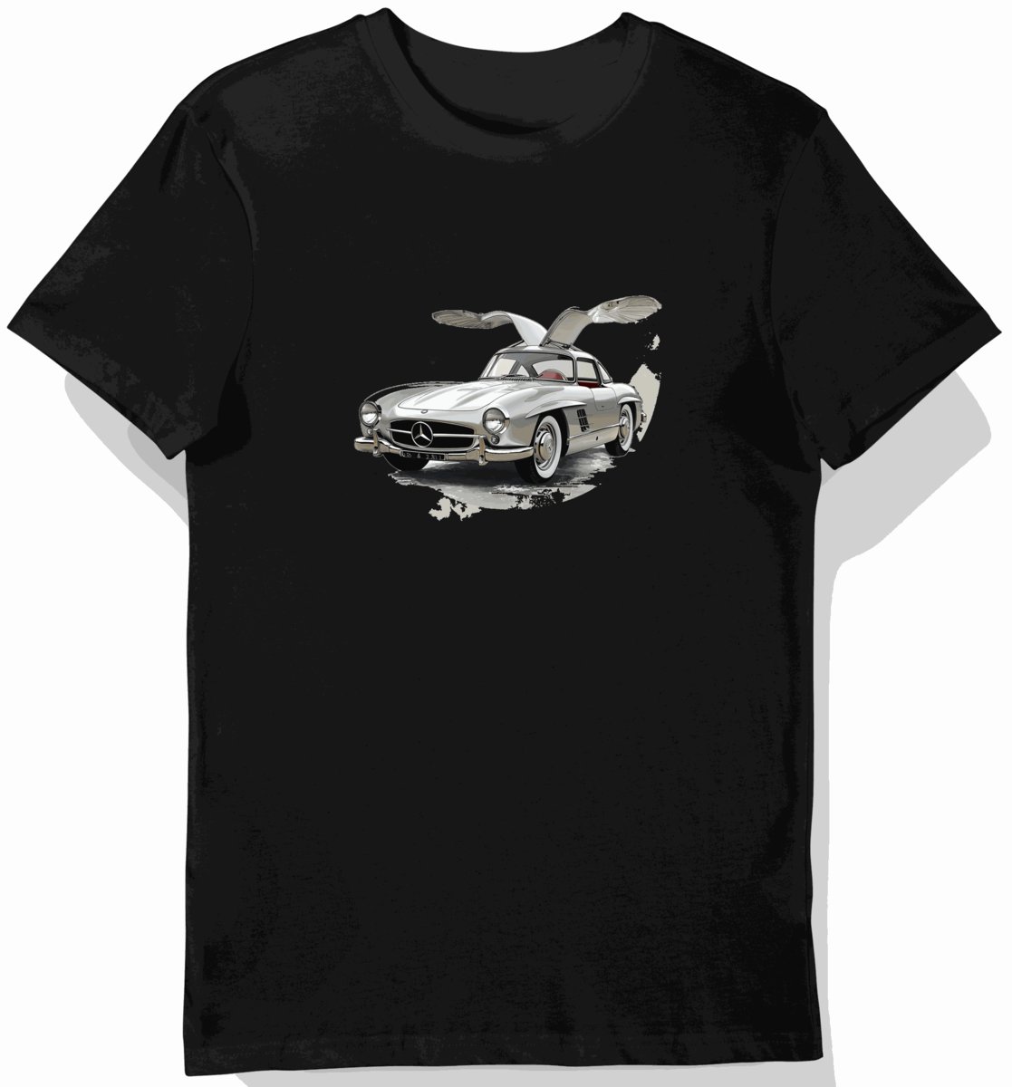 Koszulka męska czarna z klasycznym Mercedesem 300SL M