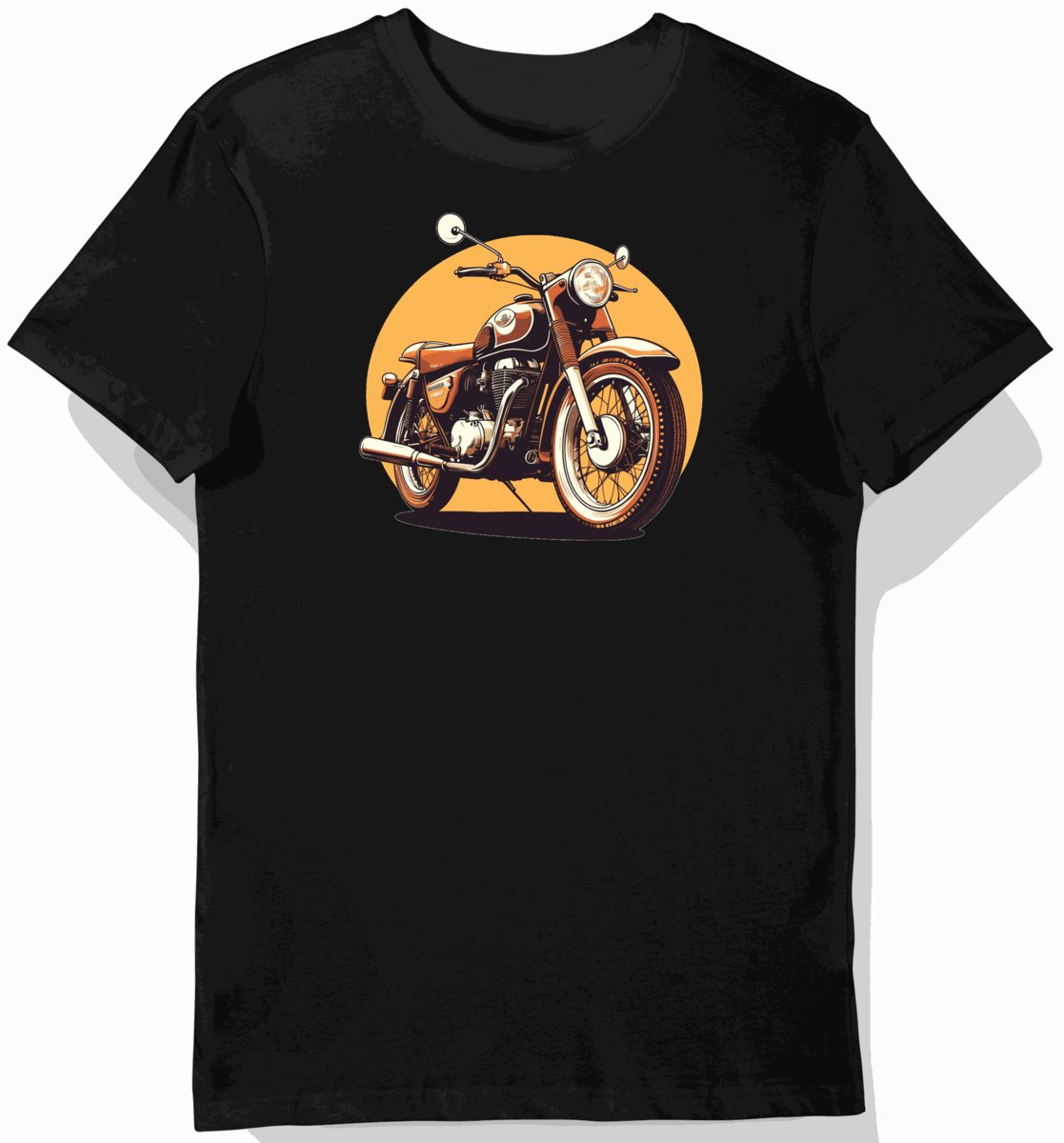Koszulka męska czarna z Klasycznym Motywem Motocykla w Ciepłym Świetle XL