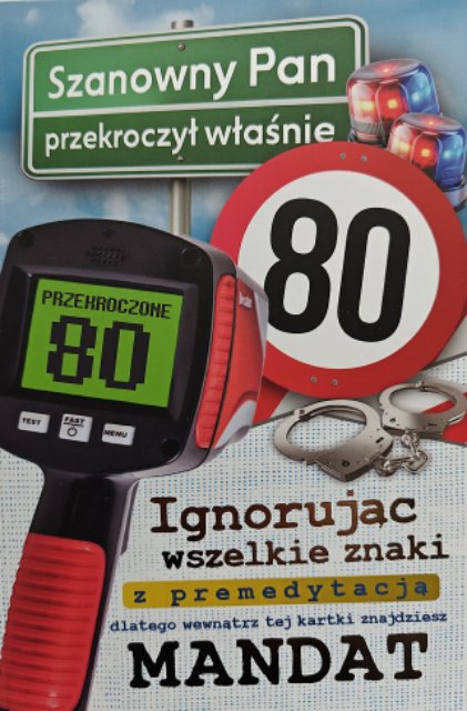 Kartka na 80 urodziny z mandatem dla Mężczyzny JCX221