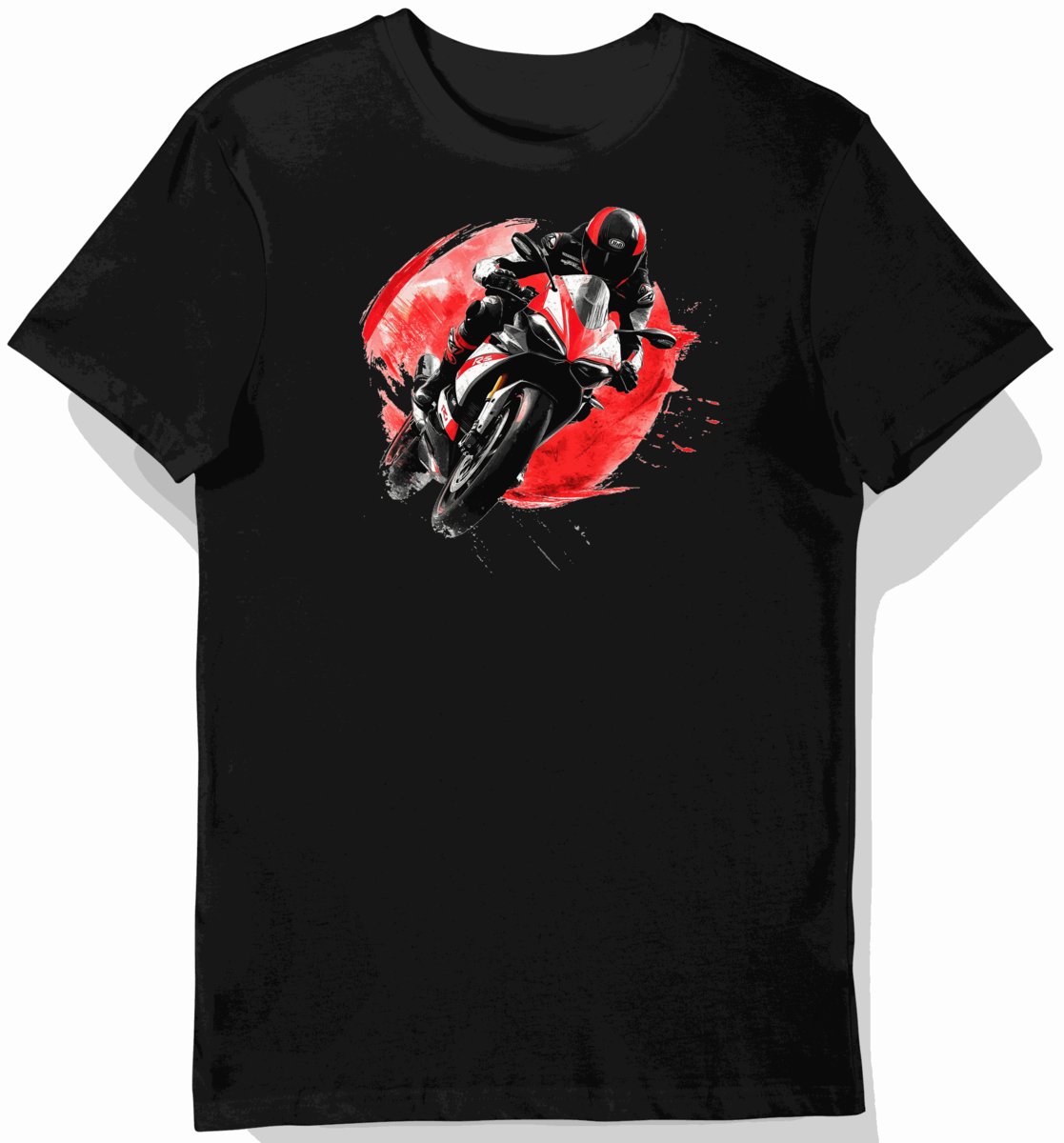 Koszulka męska czarna z artystycznym motywem sportowej maszyny XXL