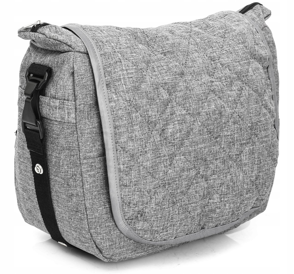 TORBA DO WÓZKA UNIWERSALNA DLA MAMY TATY MELANŻ LEN PRAKTYCZNA PIKOWANA