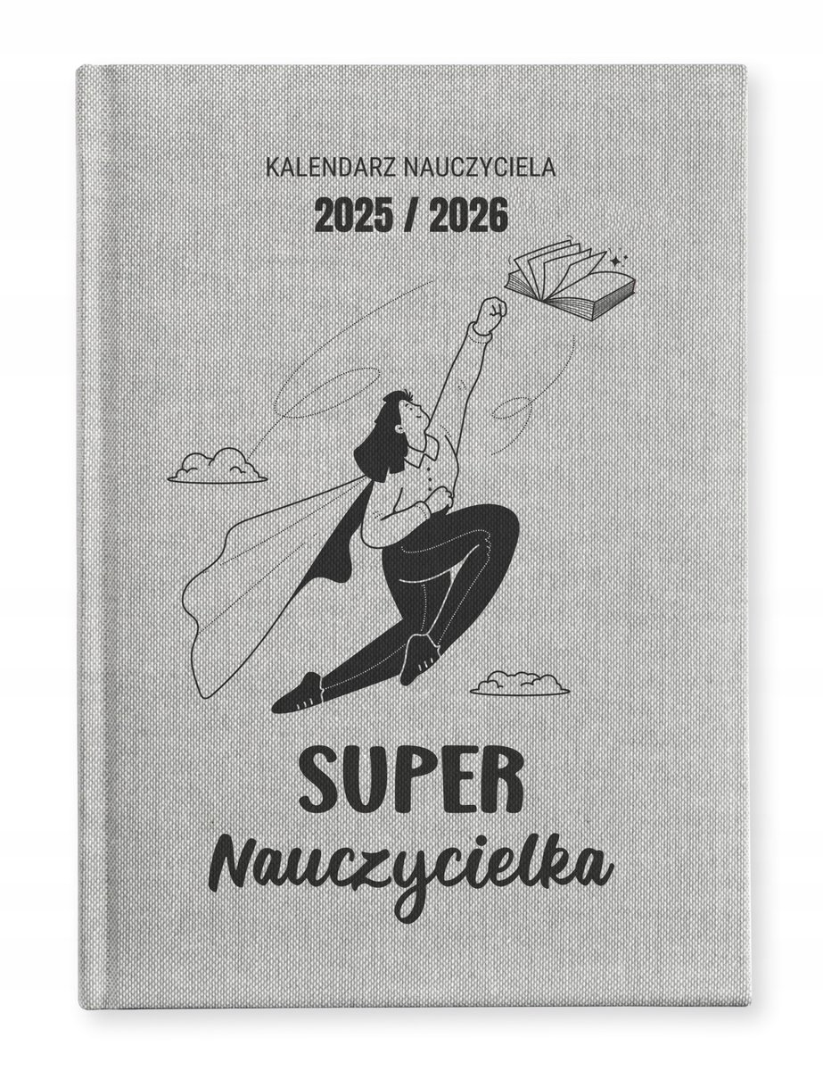 KALENDARZ KSIĄŻKOWY NAUCZYCIELA A5 2025/2026 KOMIKS LENS JASNOSZARY