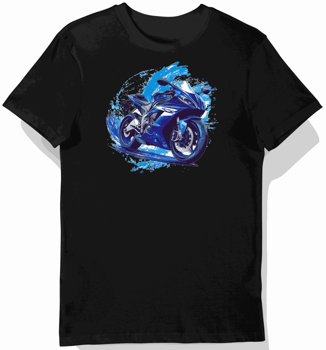 Koszulka męska czarna z artystycznym motywem sportowego motocykla 3XL