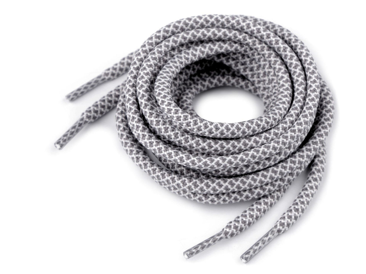 Sznurówki do butów, bluz,130 cm, biało-szary