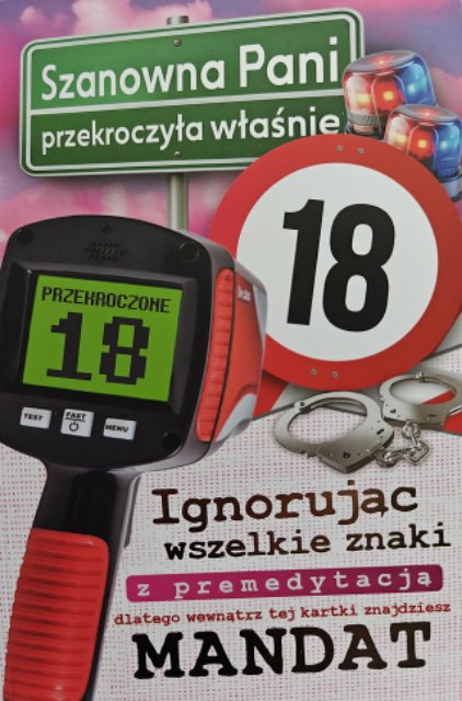 Kartka na 18 urodziny z mandatem dla Dziewczyny JCX208