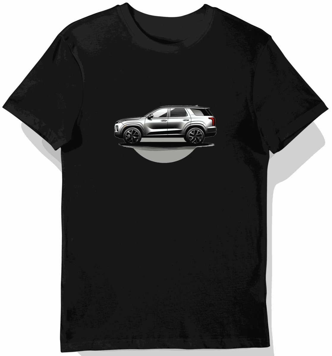 Koszulka męska czarna z eleganckim SUV-em Hyundai Palisade M