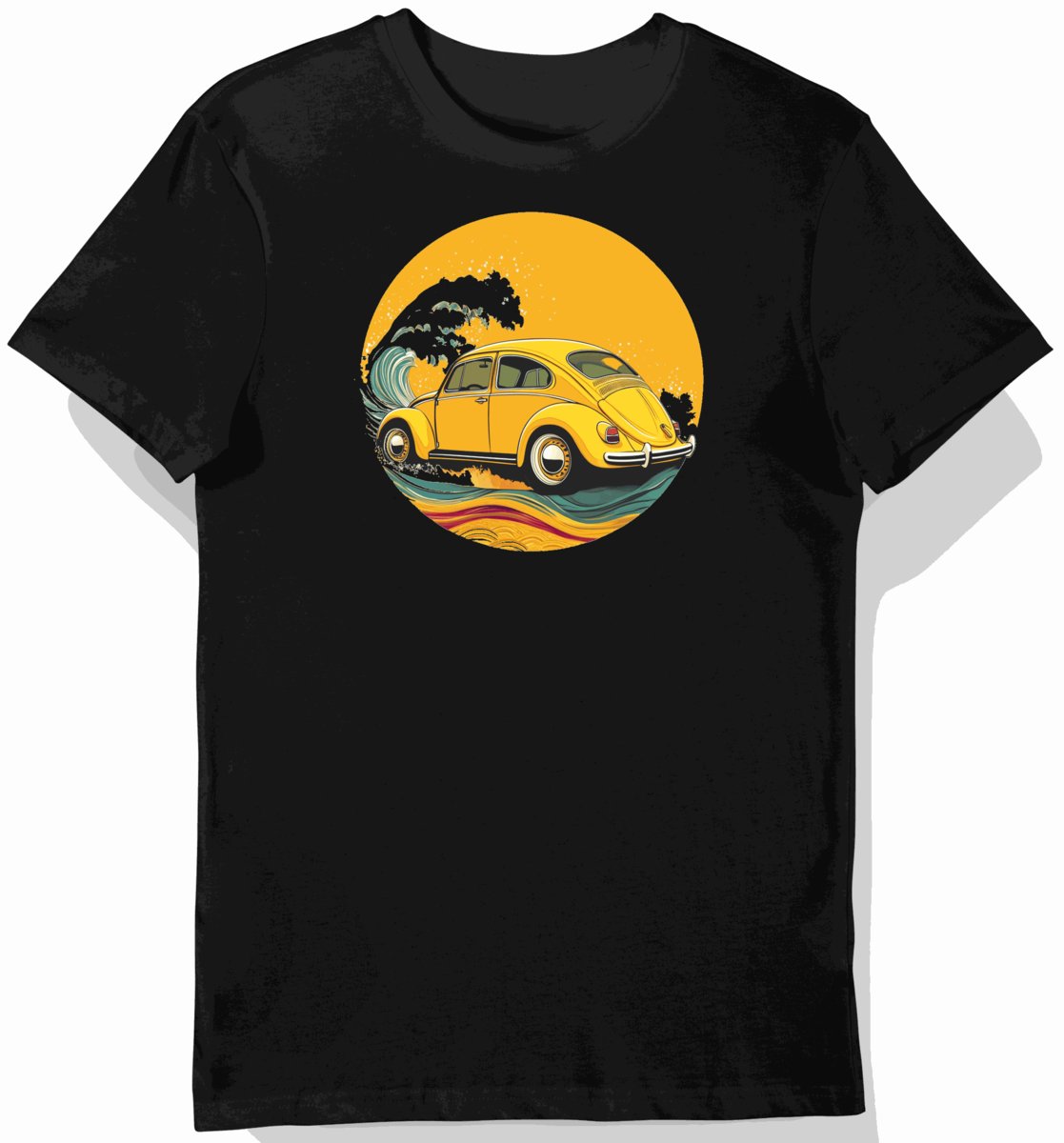 Koszulka męska czarna z klasycznym stylem VW Beetle L