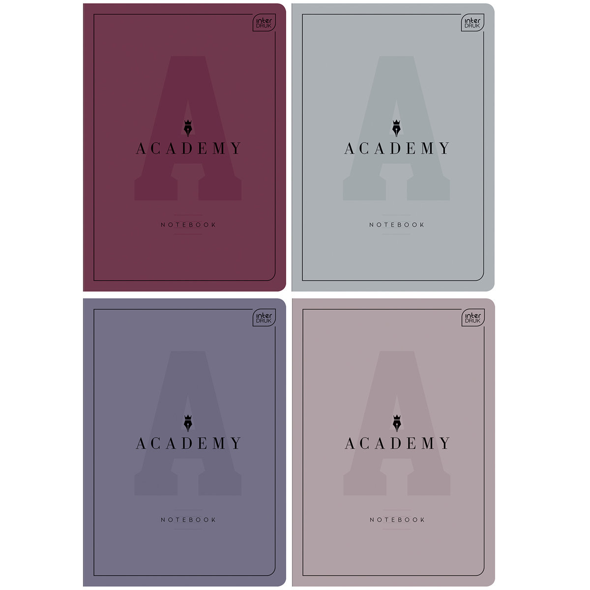 4X ZESZYT A5, 32 KARTKI, LINIA Z MARGINESEM, INTERDRUK ACADEMY