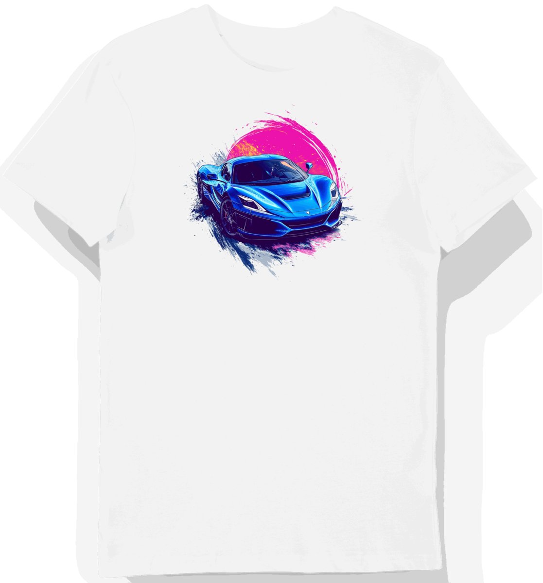 Koszulka męska biała z Dynamicznym Designem Sportowego Auta XXL