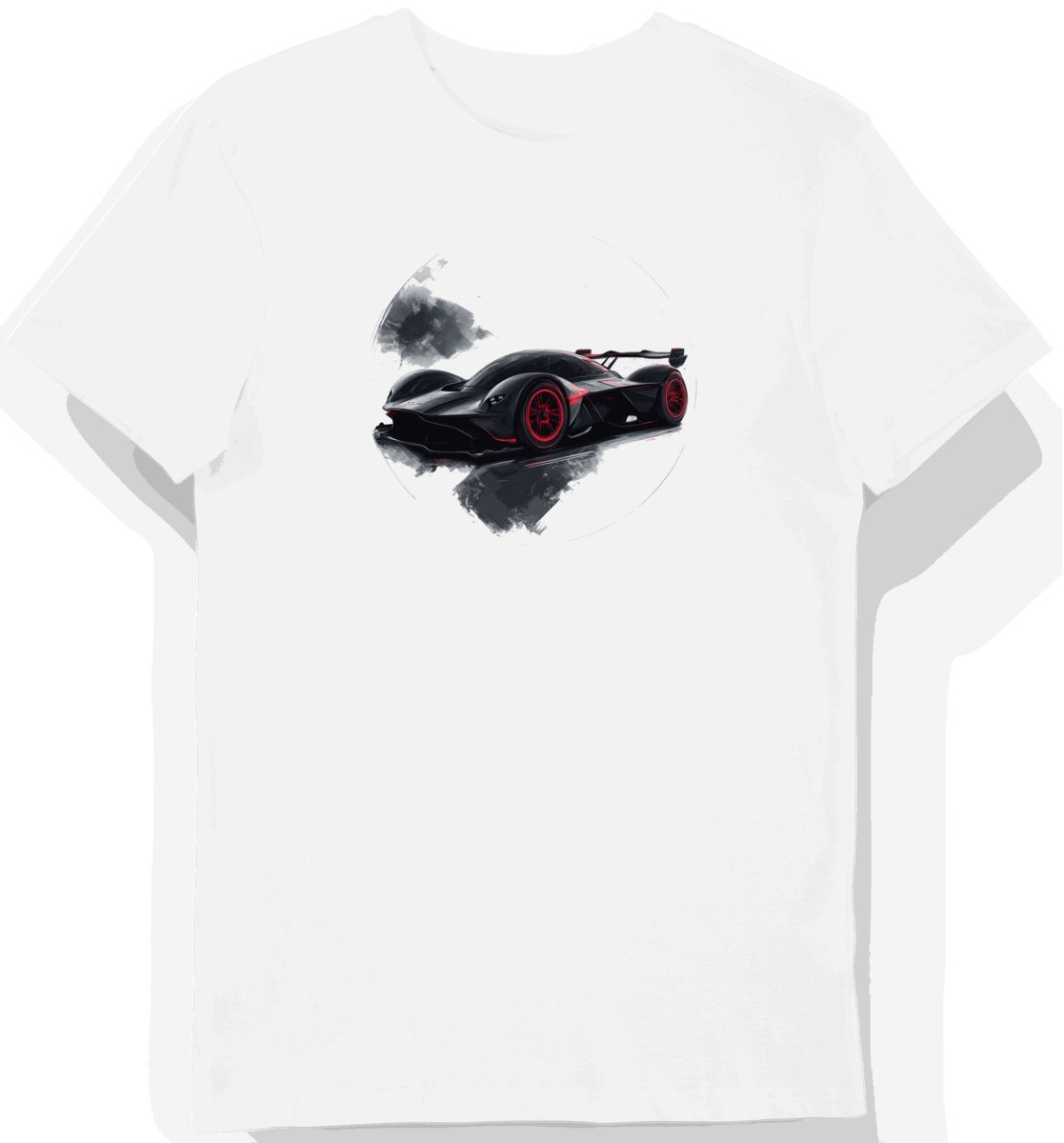 Koszulka męska biała z futurystycznym sportowym autem XL